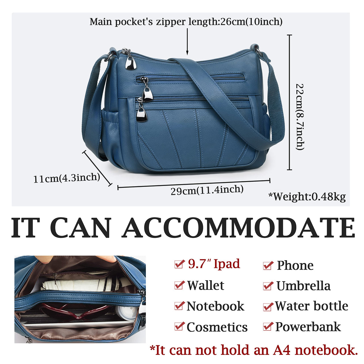 Crossbody Purse for Women Ladies Soft PU Leather Shoulder Bag Medium Roomy Handbag Fashion Tote Top Handle Satchel
