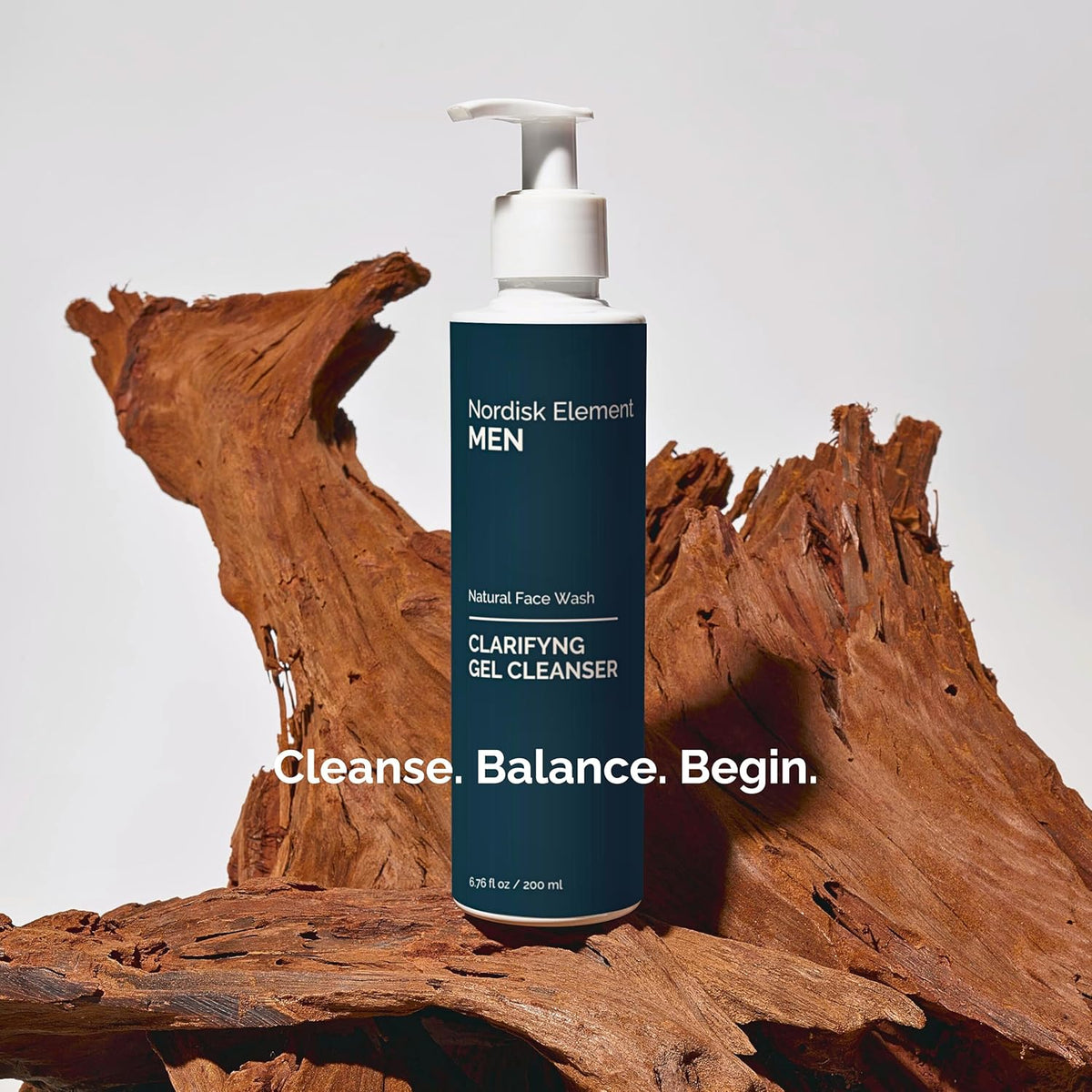 Nordisk Element Clarifying Gel Cleanser for Men with Plum Extract, Gentle Daily Face Wash for All Skin Types, Non-Stripping and pH Balanced, 100% Natural, Vegan, Sulfate-Free, 6.76 Fl Oz