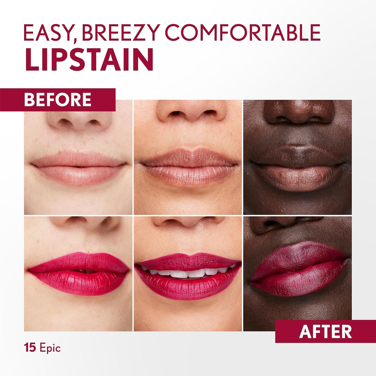 COVERGIRL Outlast, 15 Epic, Lipstain, Smooth Application, Precise Pen-Like Tip, Transfer-Proof, Satin Stained Finish, Vegan Formula, 0.06oz