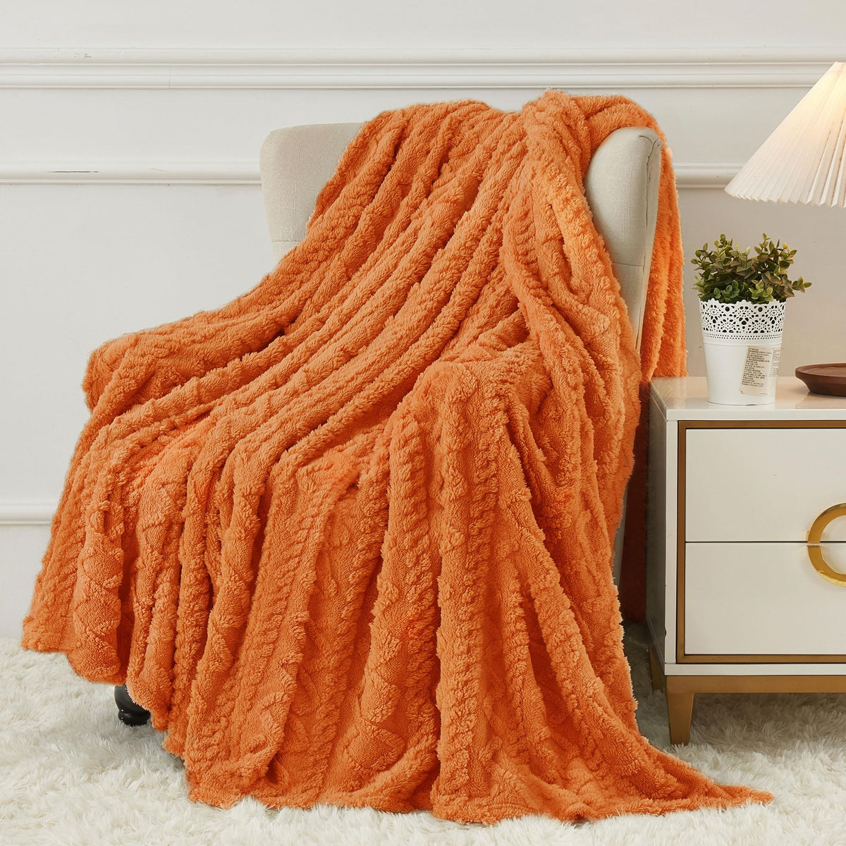 Aganear Fleece Throw Blanket - Cozy Soft Fuzzy Throw Blanket Boho Fall Decor Throw Blankets for Couch, Warm Present for Birthday, Christmas, Halloween, Housewarming(50"x60", Burnt Orange)