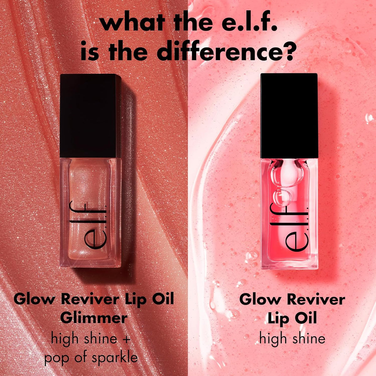 e.l.f. Glow Reviver Lip Oil, Nourishing and Hydrating with High-Shine Glimmer Finish & Sheer Wash Of Color, Minty Scent, Non-Sticky, Vegan & Cruelty-free, Super-neutral