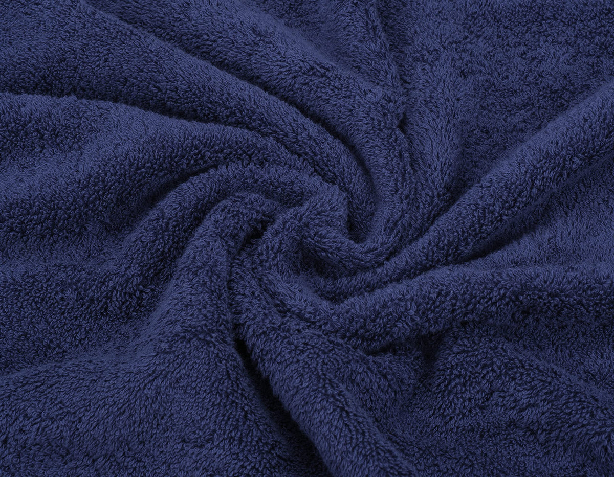 American Soft Linen Luxury 6 Piece Towel Set, 2 Bath Towels 2 Hand Towel 2 Washcloths, 600 GSM 100% Cotton Turkish Towels for Bathroom, Navy Blue Towel Sets