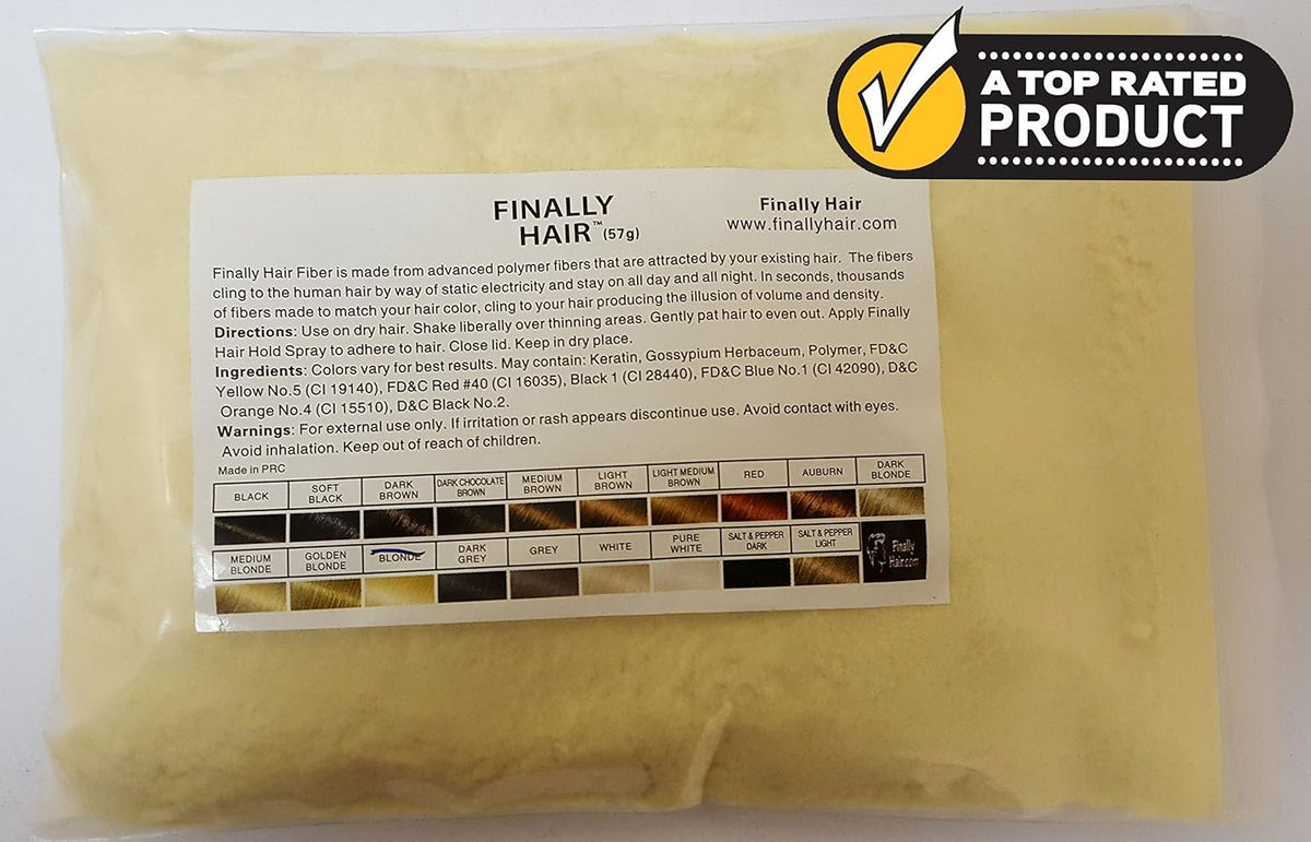 Finally Hair - Blonde 50 Gram Hair Filler Fibers to Cover Grey Roots and Refill Your Existing Bottle - Light Blond Concealer (50g)