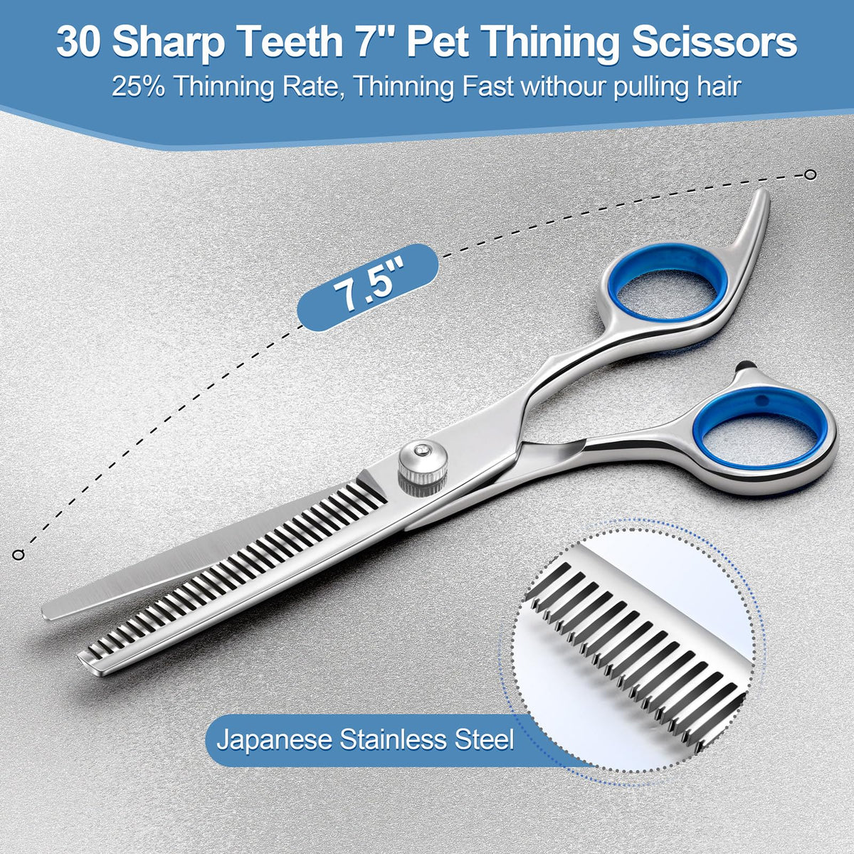 Gimars Titanium Coated Professional 6 in 1 4CR Stainless Steel Dog Grooming Scissors with Safety Round Tip, Heavy Duty Pet Grooming Scissor for Dogs, Cats and Other Animals