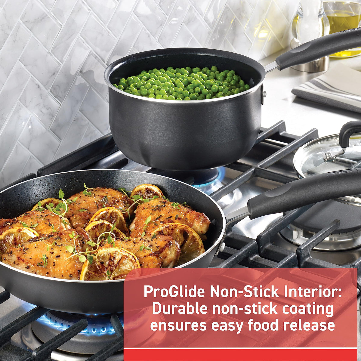 T-fal Signature Nonstick Cookware Set 12 Piece, Oven Broiler Safe 350F, Pots and Pans, Kitchen Cooking Set w/Fry Pans, Saucepans, Saute Pan, Dutch Oven, Griddle, Kitchen, Home, Dishwasher Safe, Black