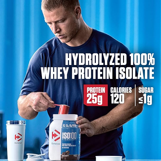 Dymatize ISO100 Whey Protein Powder Isolate, Vanilla, 25g of Protein, 3 Pound, 5.5g BCAAs, Less Than 120 Cal., Gluten Free, 1g Fat, 1g Sugar, 2g Carb