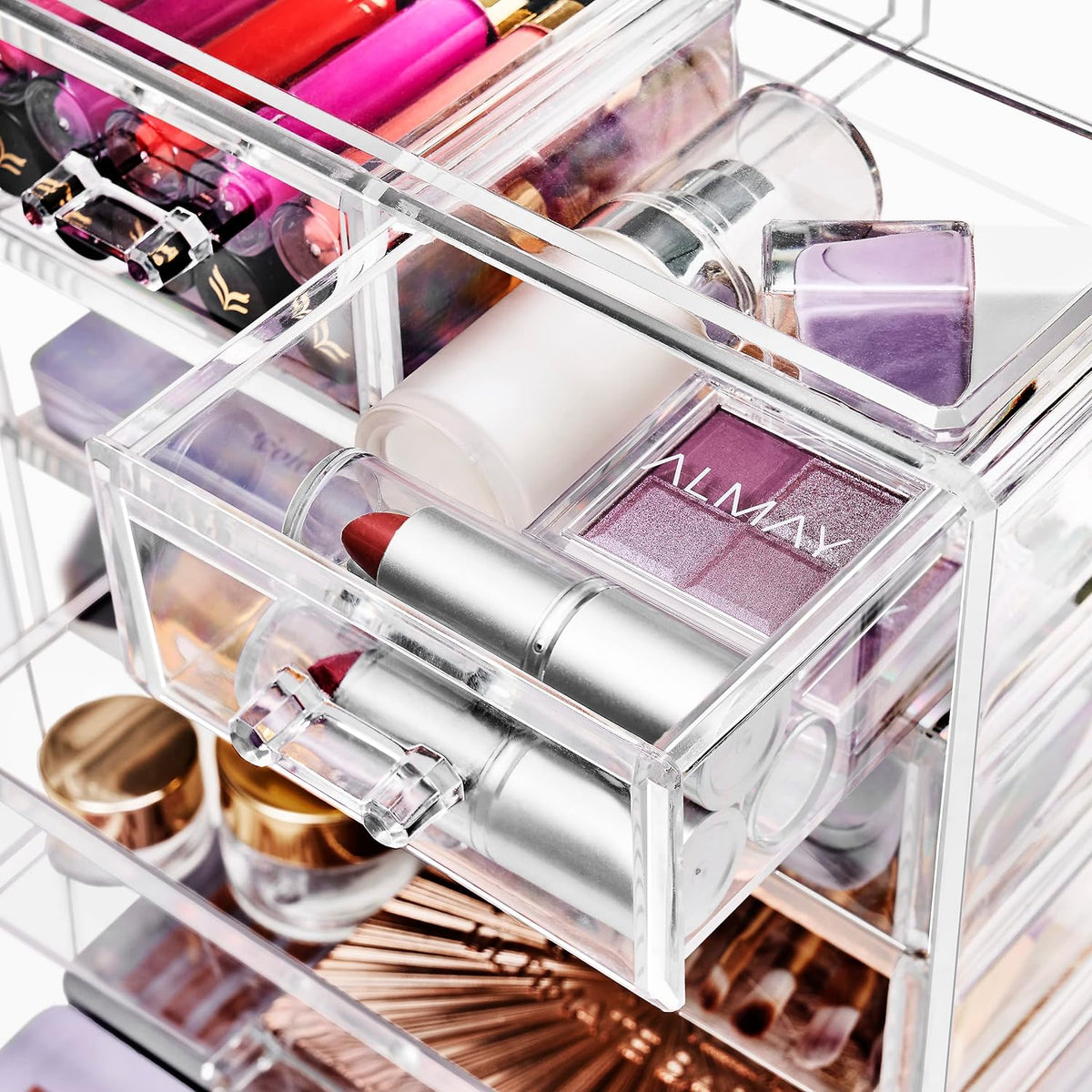 Sorbus Acrylic Makeup Organizer Set, 6-Drawer Vanity & Countertop Cosmetic Storage with Small & Wide Drawers, Clear Makeup Storage for Brushes, Lipsticks, Jewelry – Holiday Gift for Women & Teens