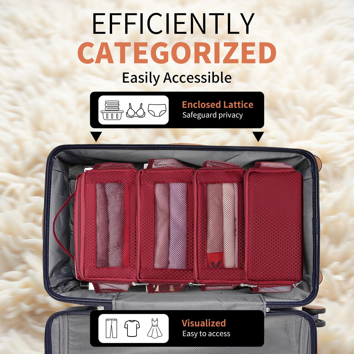 Aucovely Suitcase Organizer Travel Bags Organizer for Luggage Compression Hanging Packing Cubes for Travel Carry on Closet (Bag Only)