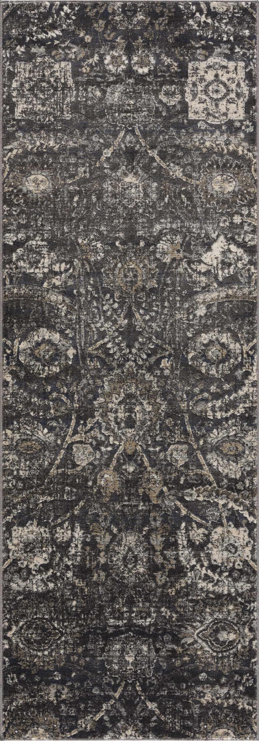 Hauteloom Owatonna Rustic Farmhouse Living Room Bedroom Dining Room Area Rug - Style - Traditional Floral Look - Dark Brown, Grey, Black, Cream - 5'3" x 7'3"