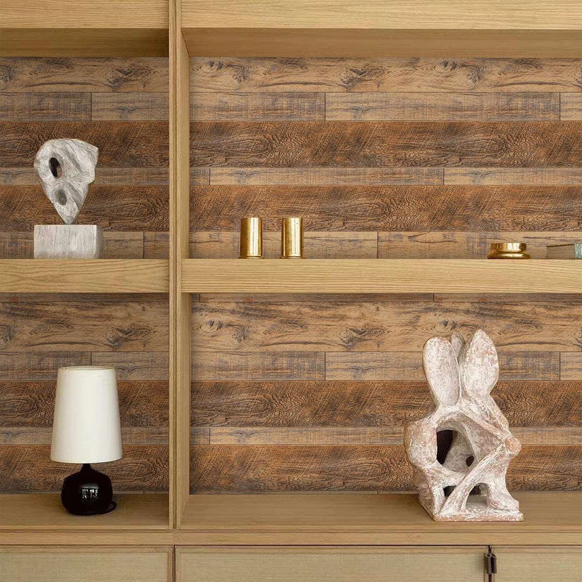 practicalWs Wood Peel and Stick Wallpaper 17.51" x 393.7", Wood Shiplap Contact Paper for Countertops, Removable Self Adhesive Vinyl Film Wall Paper for Walls Cabinets Kitchen Decor