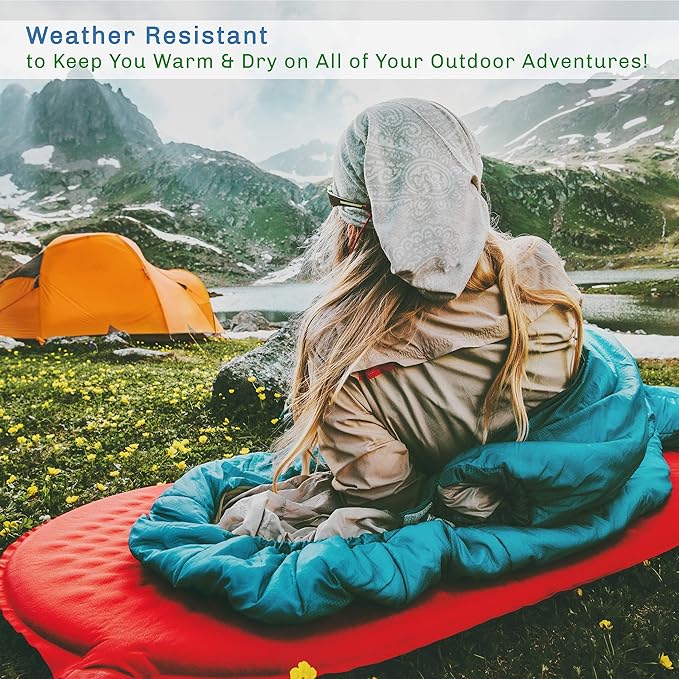 Sleeping Bag - Lightweight Envelope-Style 32F Rated Outdoor Sleeping Bag with Hood and Carry Case for Backpacking, Camping and Hiking by Wakeman (Navy)