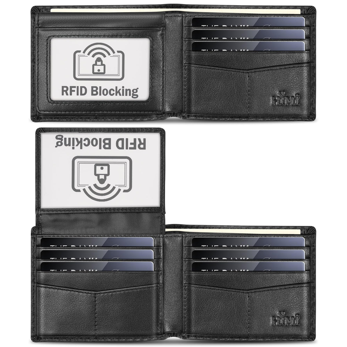 Wallet for Men-Genuine Leather RFID Blocking Bifold Stylish Wallet With 2 ID Window