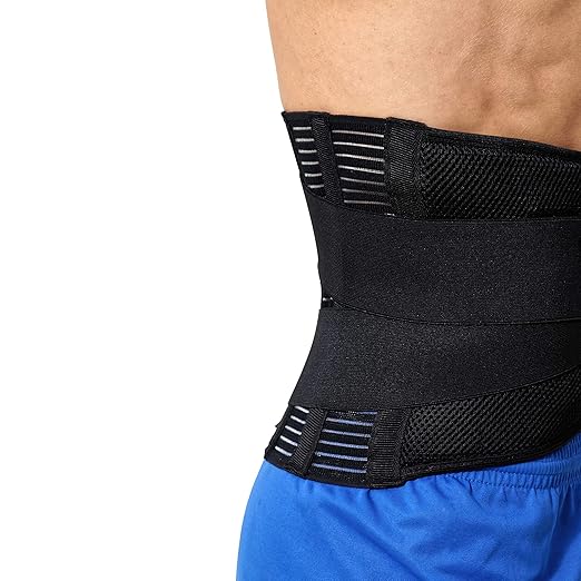 NeoTech Care Adjustable Compression Wide Back Brace Lumbar Support Belt (Beige, Size L)