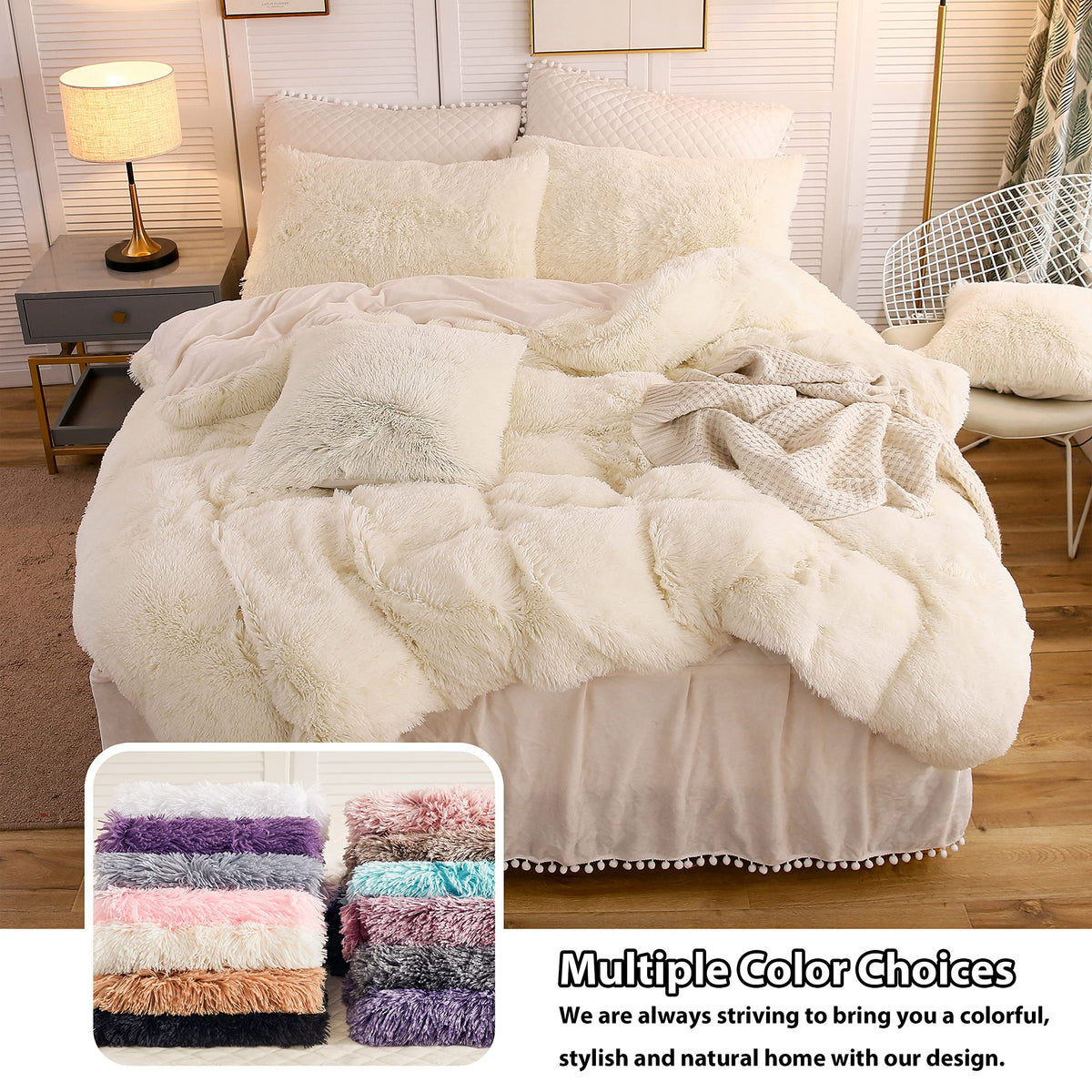 LIFEREVO Off White Body Pillow Cover,Luxury Shaggy Ultra Soft Plush Faux Fur Pillowcase 20"x54" for Bed Couch,Microfiber Long Pillowshams for Pregnant Women/Mother/Wife(Light Beige)