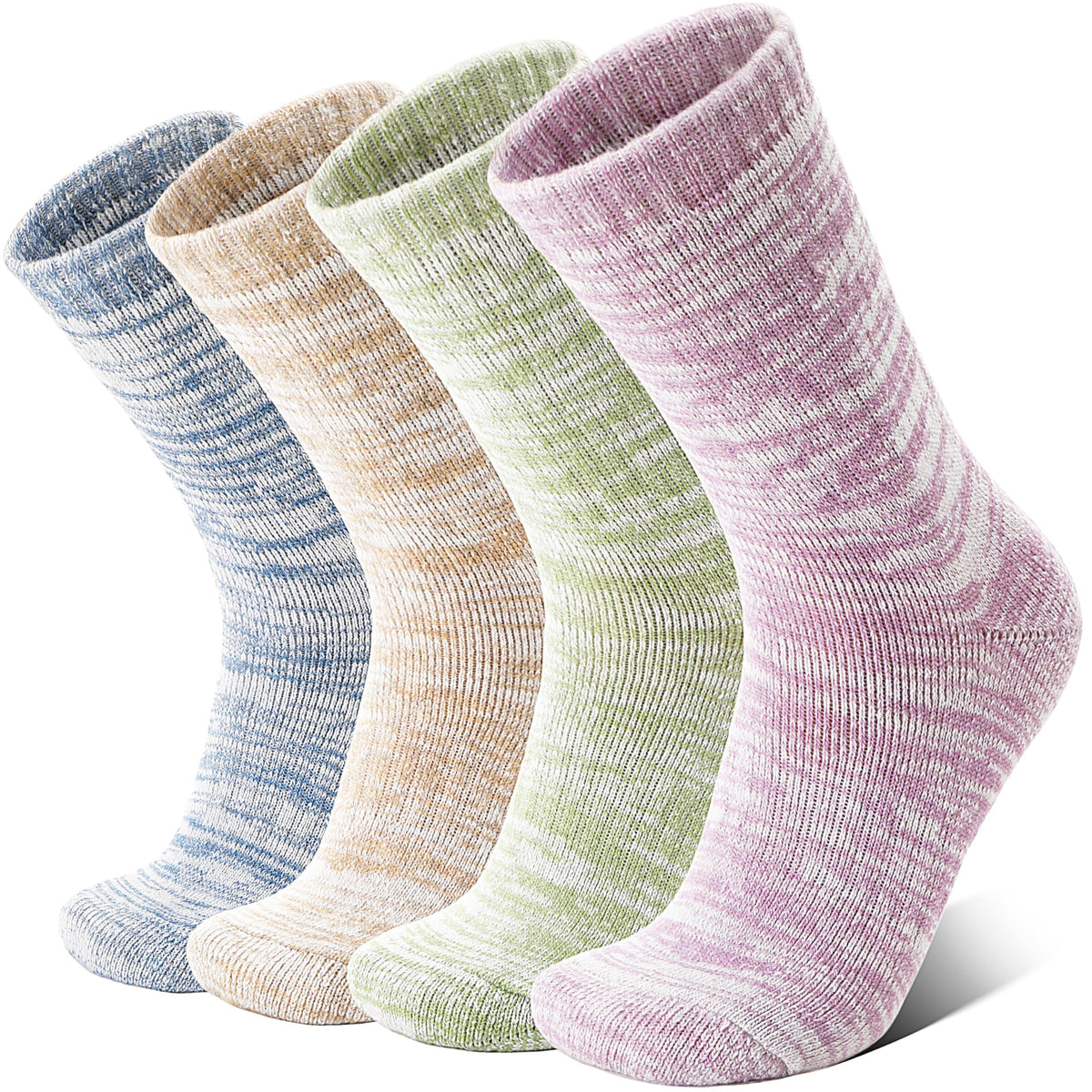 Anlisim Merino Wool Warm Boot Hiking Socks Thermal Extra Thick Winter Cozy Crew Comfy Cushioning Work Women Men Socks 4 Pairs(Color Mix,M)