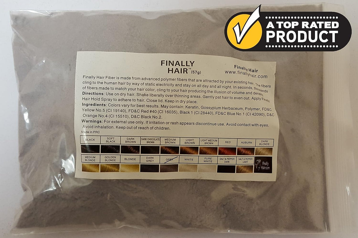 Hair Loss Concealer. Grey 50 Gram Refill - "Refill" Your Existing Fiber Bottle - Hair Filler Fibers by Finally Hair (50g 50gr 50gram 50 G Gr Gram Grey/Gray - Medium Grey)
