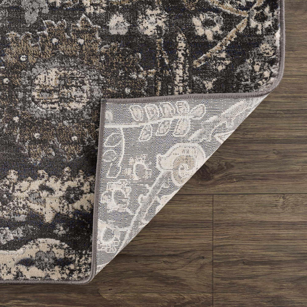 Hauteloom Owatonna Rustic Farmhouse Living Room Bedroom Dining Room Area Rug - Style - Traditional Floral Look - Dark Brown, Grey, Black, Cream - 5'3" x 7'3"