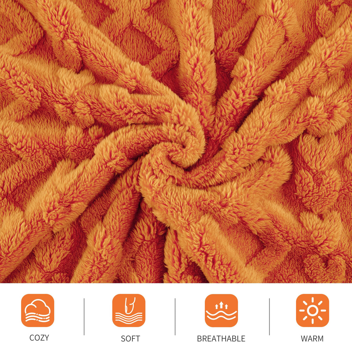 Aganear Fleece Throw Blanket - Cozy Soft Fuzzy Throw Blanket Boho Fall Decor Throw Blankets for Couch, Warm Present for Birthday, Christmas, Halloween, Housewarming(50"x60", Burnt Orange)