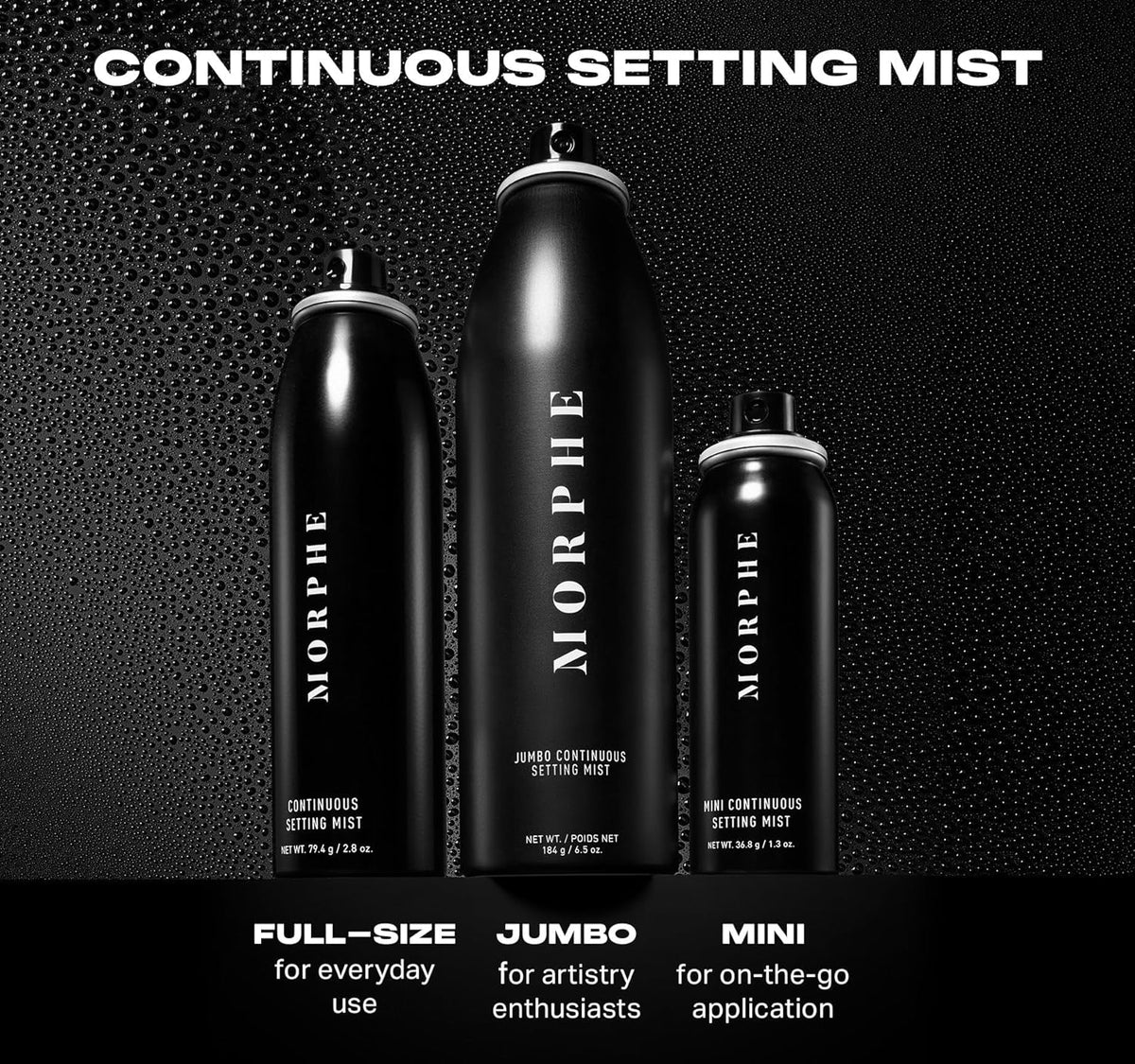 Morphe Mini Continuous Setting Mist - Micro-Fine, Travel Size Makeup Setting Spray with a Natural Finish - Helps Makeup Resist Caking or Fading & Increases Wear of Foundation (1.3 oz)
