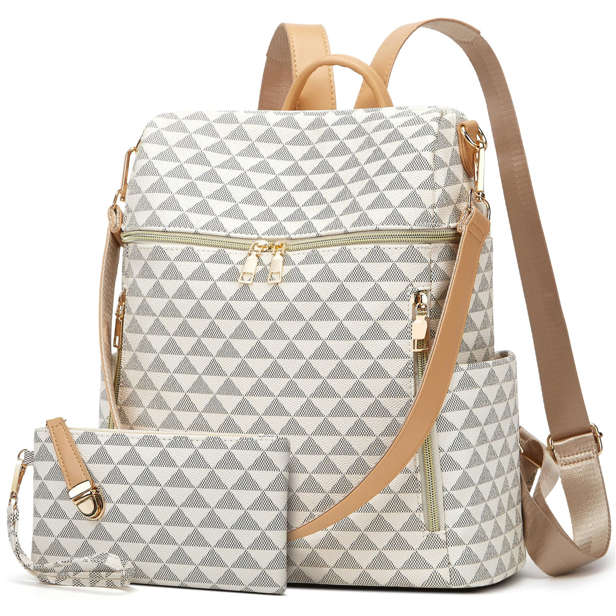 Makes Backpack Purse for Women PU Leather Travel Satchel Handbag Convertible Design Bag with Purse 2 Piece