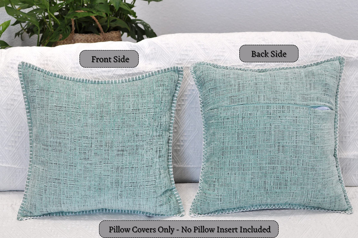 18x18 Pillow Covers for Couch Pillows Mint Green Set of 2, Decorative Soft Textured Cozy Chenille Cushions Covers, Modern Deco Covers for Sofa Pillows, Decor Pillow Covers Square Pillowcase