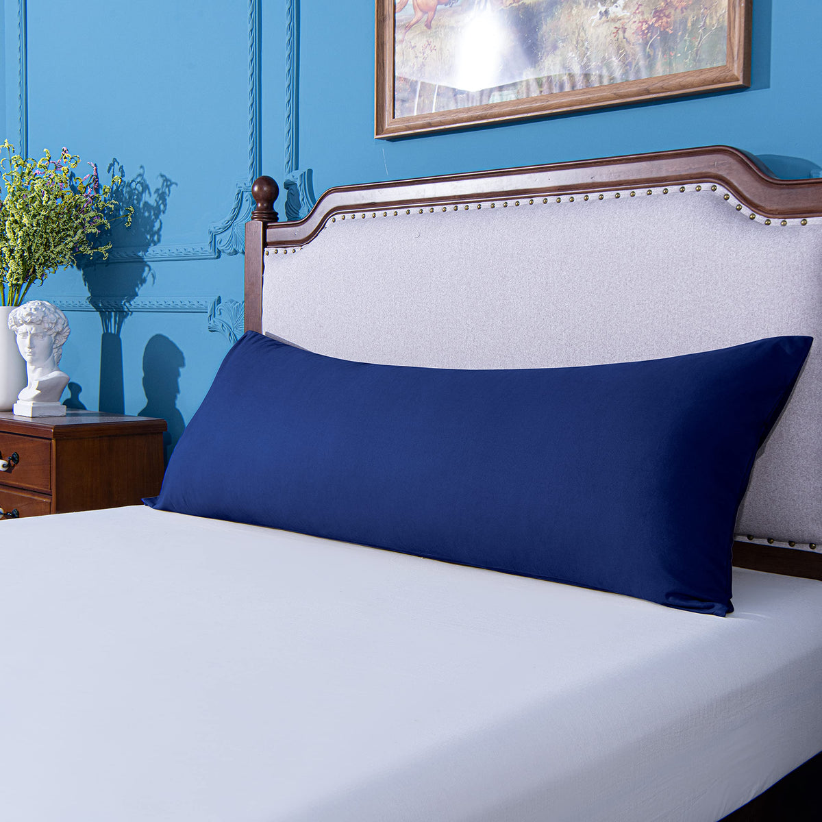 NTBAY Body Pillowcase - Brushed Microfiber 20x54 Pillowcase - Soft, Wrinkle-Free, Fade-Resistant, Stain-Resistant, Navy Blue Body Pillow Cover with Envelope Closure - 20x54 Inches, Navy Blue