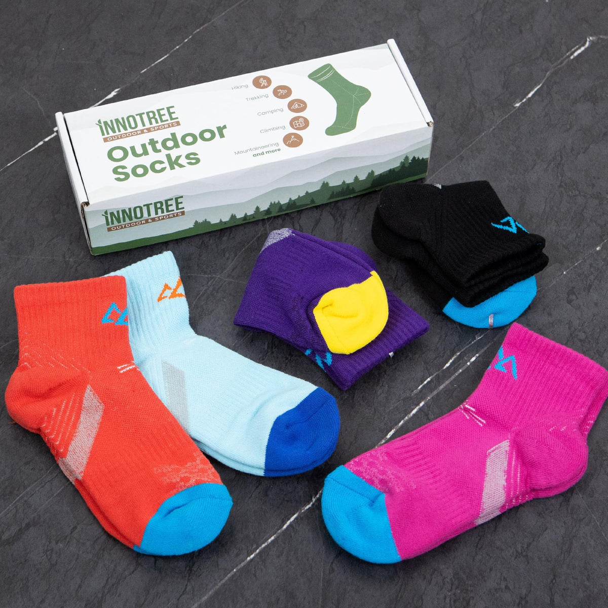 innotree 5 Pack Quarter Ankle Hiking Socks for Women, Cotton Cushion Breathable Athletic Socks for Outdoor Hiking Walking, Medium