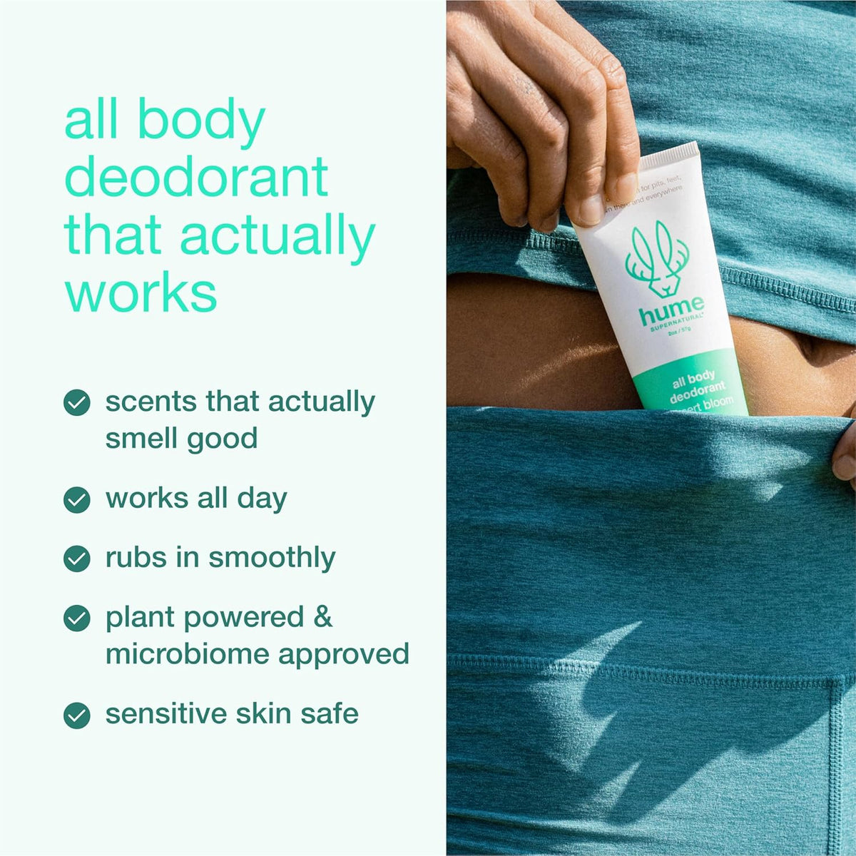 Hume Supernatural Invisible Whole Body Deo Balm - Full Body Protection - Aluminum Free, No Baking Soda - Anti-Chafing Odor Control - Clinically Tested on Sensitive Skin (Desert Bloom, 3-Pack)