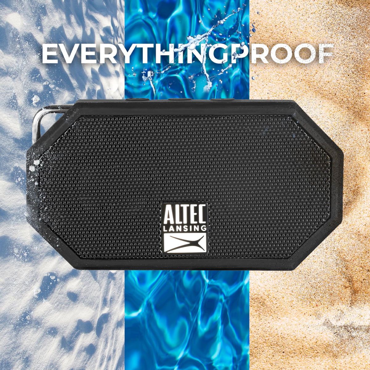 Altec Lansing Mini H2O - Waterproof Bluetooth Speaker, IP67 Certified & Floats in Water, Compact & Portable Speaker for Hiking, Camping, Pool, and Beach,Black