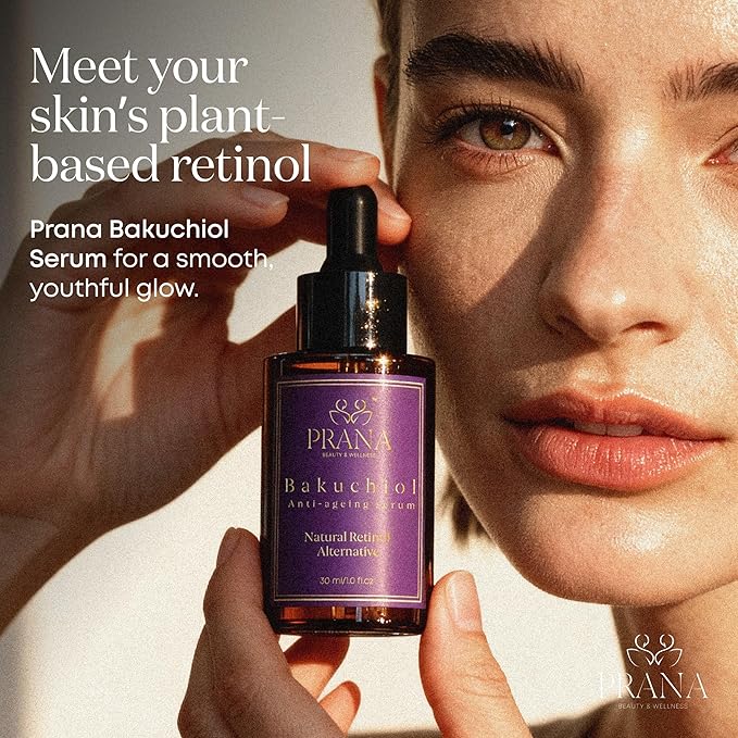 PRANA Bakuchiol Anti-Aging Serum – Ayurvedic Retinol Alternative with Squalane & Jojoba – Hydrating Serum for Wrinkles, Fine Lines & Radiant Skin – Fragrance-Free & 100% Vegan – 30ml