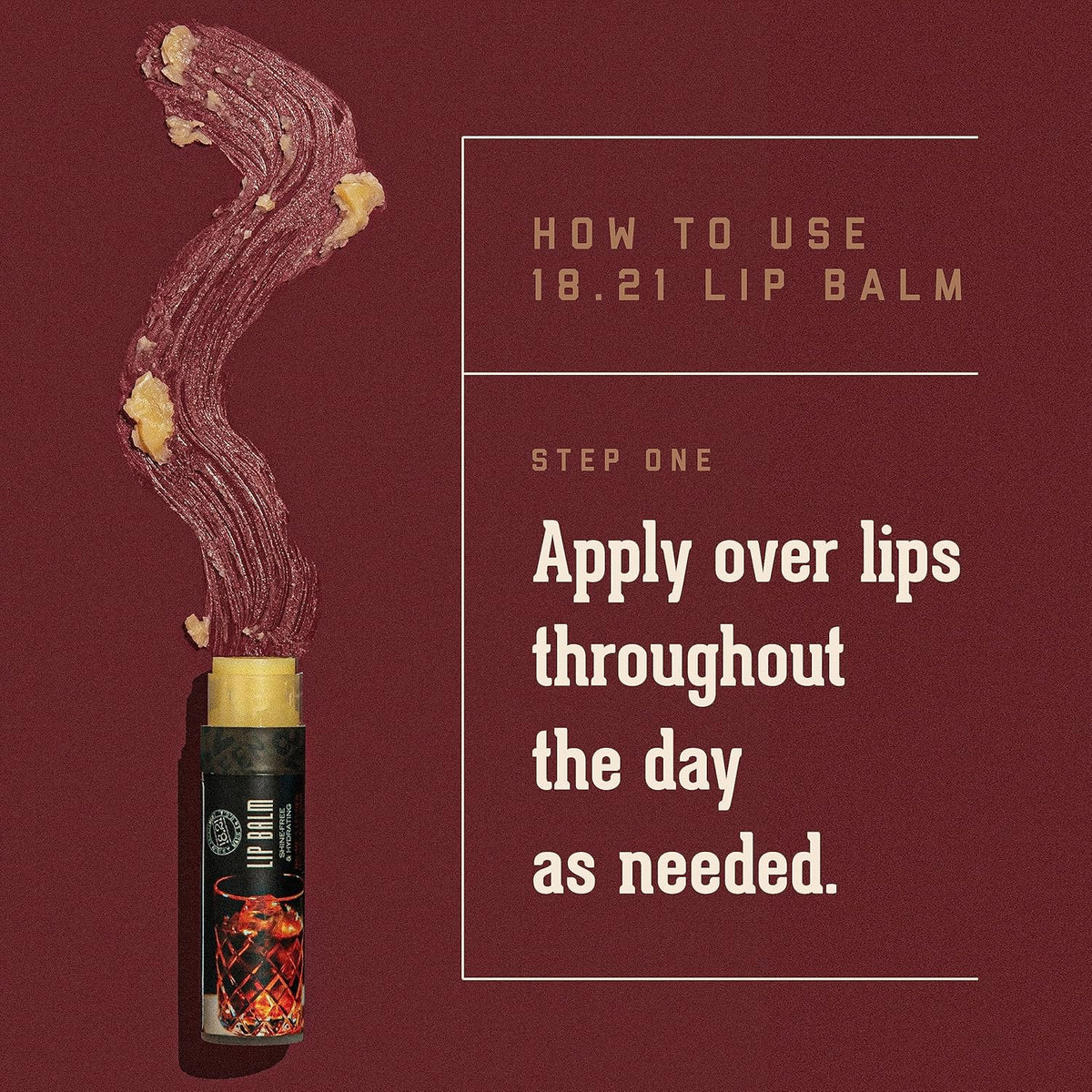 18.21 Man Made Lip Balm - Original Old Fashioned Flavor, Lip Protectant Hydrates & Moisturizes with Beeswax, Cocoa Butter & Vitamin E
