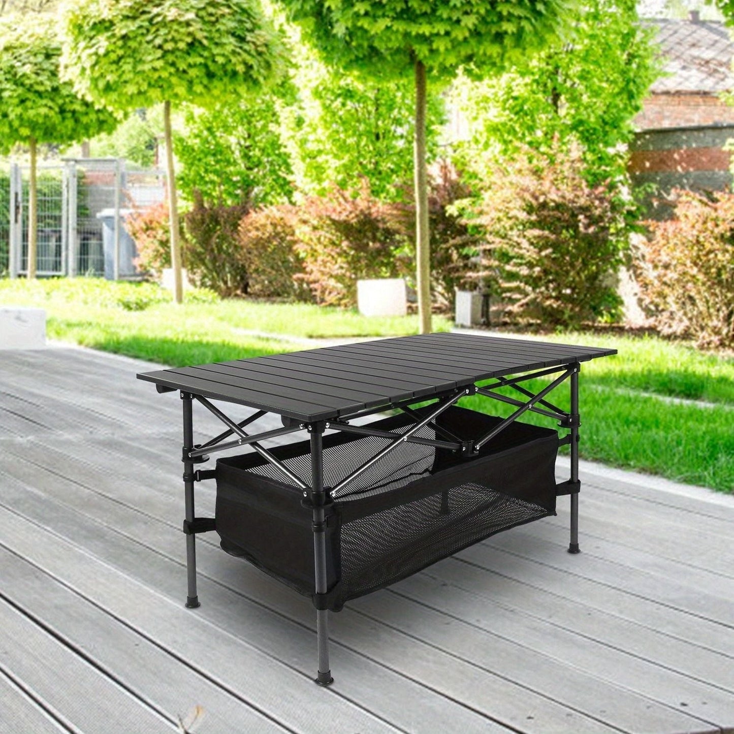 Adjustable Height Folding Table with Storage Bag Durable Metal Tripod Base for Beach Picnic BBQ Patio Lightweight Compact Indoor Outdoor Use198