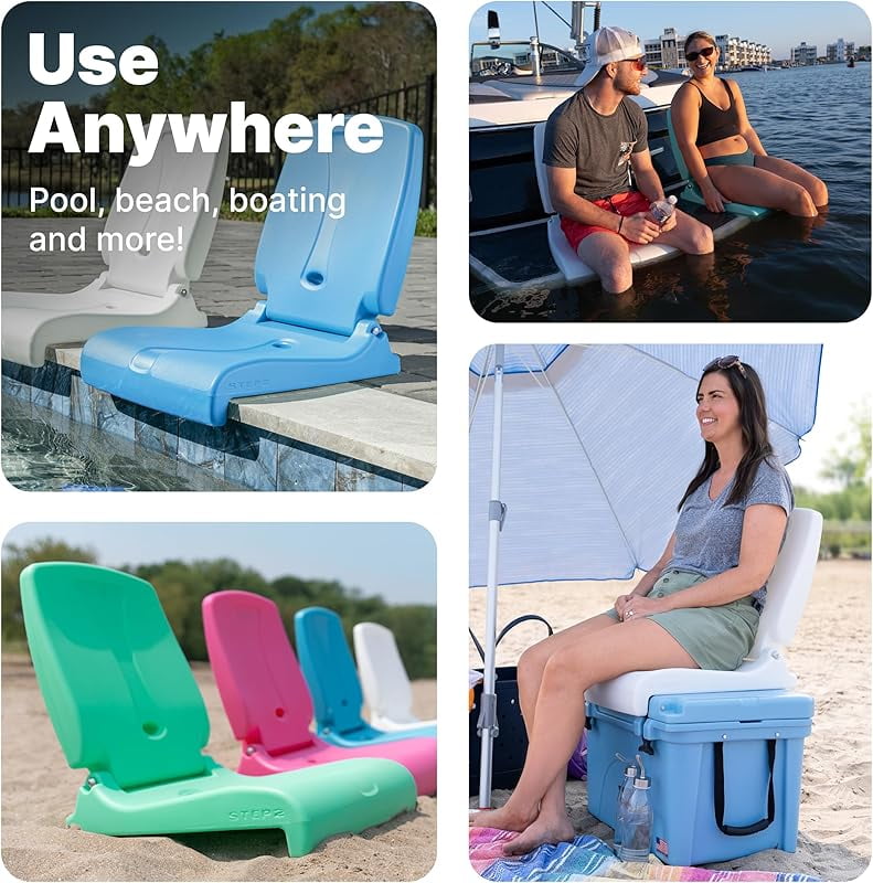 Folding Flip Seat, Lightweight Portable Outdoor Chair for Poolside, Camping, Beach, Boats, Durable Ground Chair with Back Support for Adults, Mint